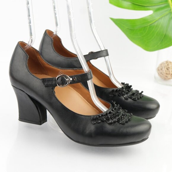 Earthies Womens Shipley Mary Jane Pumps Size 11 Black Leather Block Heel Shoes - Picture 12 of 12